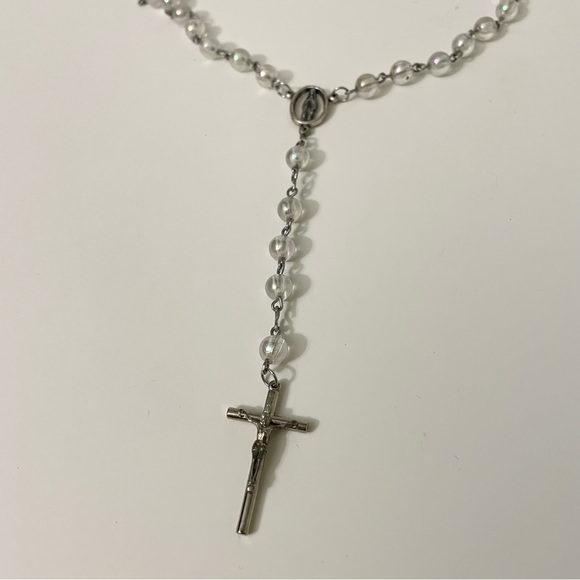 Vintage Crucifix Catholic Jesus Christian Cross Pendant Rosary Necklace - Picture 1 of 16